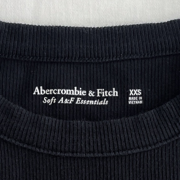 Abercrombie Essential Cropped High-Neck Rib Tank | Black | Size XXS | NWOT - Picture 6 of 10